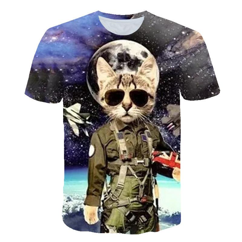 Men's Short Sleeved T-shirt with Animal Print Round Neck Casual Sports Men's Pullover Top T-shirt
