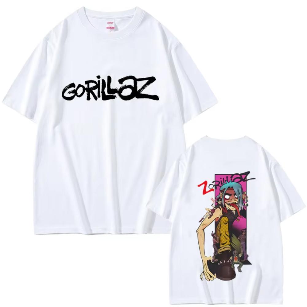 Gorillaz Band Tshirt Unisex Womens Hip Hop Rock Fashion Oversized Streetwear Summer High Quality Soft Cotton Short Sleeve Tshirt