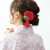 [Noelmarket] Hair Accessory for Yukata, Made in Japan, Handmade, Preserved Flowers, Baby's Breath, Dahlia-like Flower, Chirimen Fabric, Tassel, for