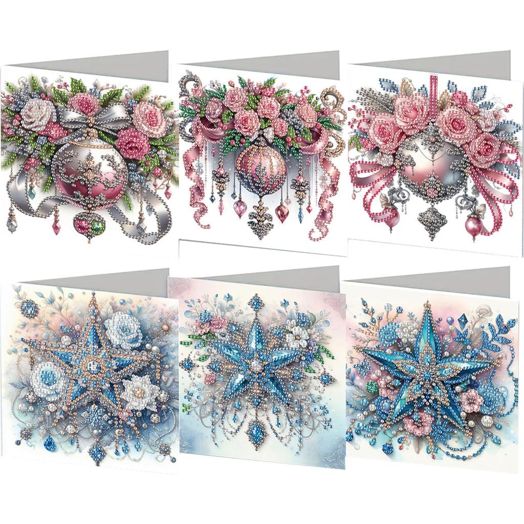 6PCS DIY Rhinestone Diamond Art Mosaic Postcards Diamond Art Greeting Cards Creative Birthday & Thanksgiving Card Kit