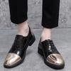 Men’s Derby Retro Black Gold Silver Leather Oxfords Dress Shoes Formal Office Business Shoes Tuxedo Wedding Shoes Plus Size