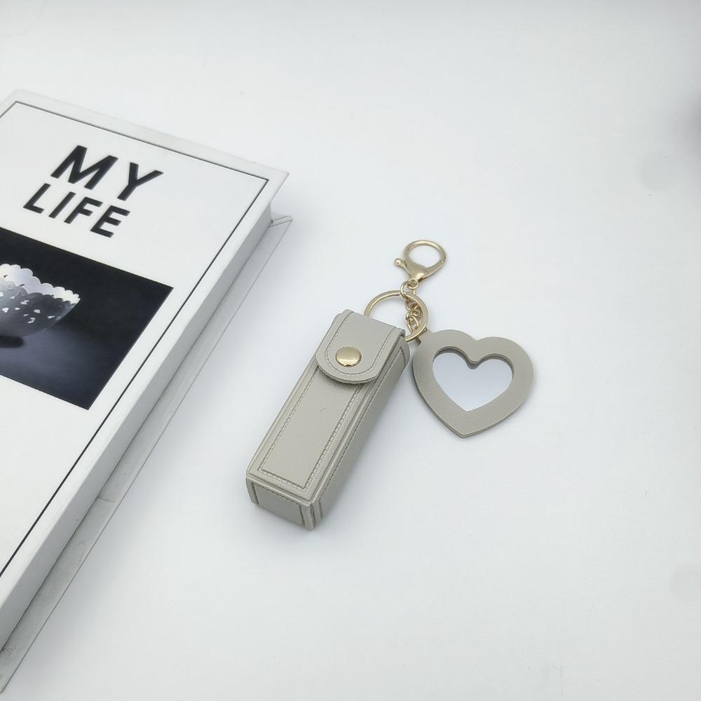 Portable with Mirror Lipstick Bag Compact Mini Lip Balm Holder PU Leather Universal Lip Oil Keychain Travel
