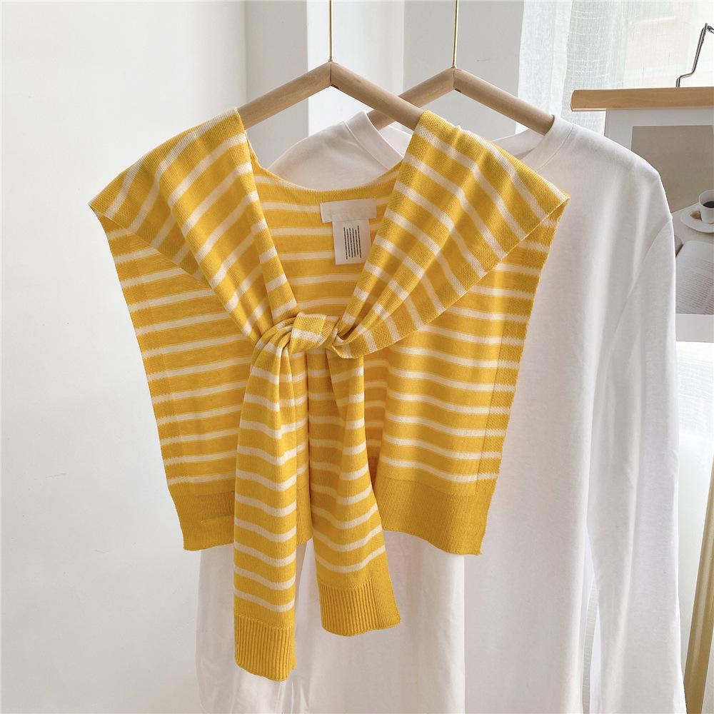 

Полосатая женская шаль: Универсальный кардиган без рукавов и накидка на плечи для весны/осени 43*104cm