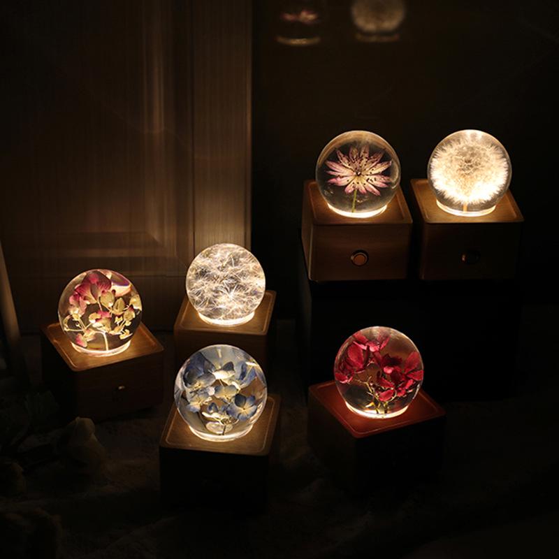 Dandelion Bluetooth Speaker Night Light: Crystal Ball with Preserved Flower - Unique Christmas/Birthday Gift