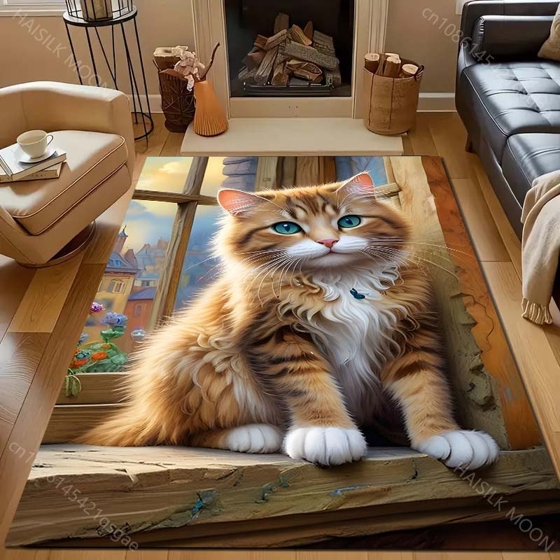 

Kitten on The Windowsill Pattern Carpet for Bedroom Living Room Bedside Sofa Floor Mat Modern Home Decor Area Rug for Gifts 40x60cm (16x24in)
