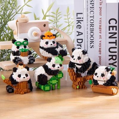 Kreative DIY Zusammensetzbare Tier Niedliche MINI Tier Panda Im Chinesischen Stil Baustein Pädagogisches Jungen Spielzeug Für Kinder Modell Ziegel