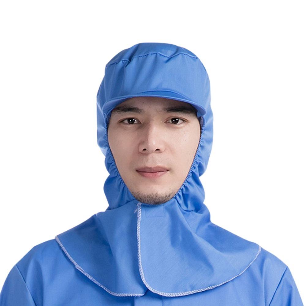 Easy Wash Dust-free Shawl Hat Neck Protector Workshop Work  Hat Food Service Work Cap  Food Factory синий