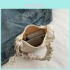Small Nylon Shoulder Bag For Women With Wrinkled Design And Zipper Closure For Daily Use