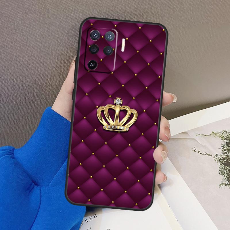 Quilted Texture Sofa Pattern Crown Case For OPPO A5 A9 A31 A53 2020 A53S A1K A15 A16 A52 A72 A92 A83 A91 A54 A74 A94 Coque