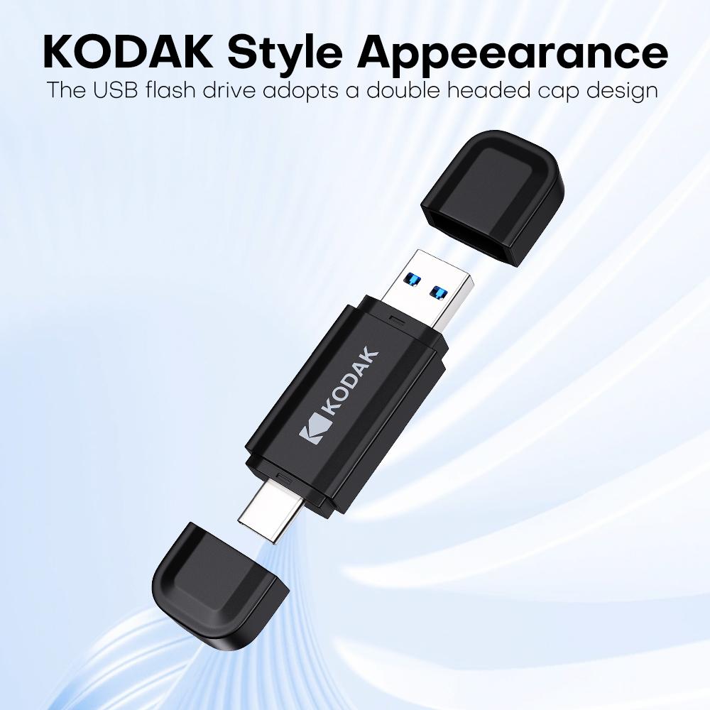 Kodak K143D USB Flash Drive Type C 32GB/64GB/128GB/256GB USB3.2 Pendrive High Speed Dual Memory Stick For Smartphone Laptop