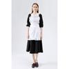 Women's Ruffle Outline Retro Apron Kitchen Cake Baking Cooking Cleaning Maid Costume (White)