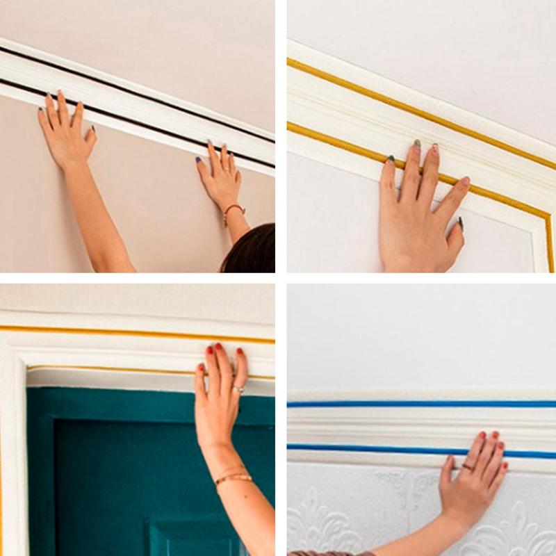 230cmX14cm Self-adhesive Skirting Line 3D Foam Wall Edge Strip Stickers Waterproof Tiles Border Paper Decor Wall Sticker