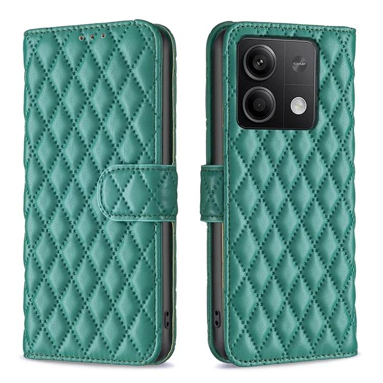 BF Style-14 For Xiaomi Redmi Note 13 4G Leather Case Rhombus Grid Phone Cover Folding Stand