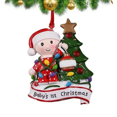 New Lantern Christmas Keepsake Pendant Snowman Resin Christmas Hanging Ornaments DIY Xmas Tree First Christmas Ornament