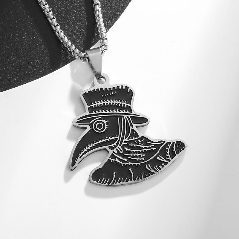 European and American Gothic Plague Doctor Autumn and Winter Sweatshirt Stainless Steel Necklace Personalized Hip Hop