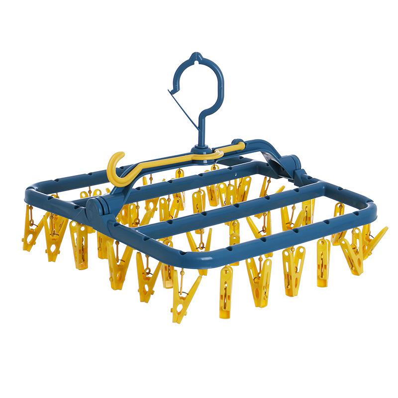 Multifunctional 32-Clip Side-Hanging Drying Rack for Dorms and Home Use, Ideal for Underwear and Sock Storage.