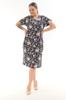 Women's Big Size Dress Floral Patterned Button Detailed Combed Cotton Modal Dress