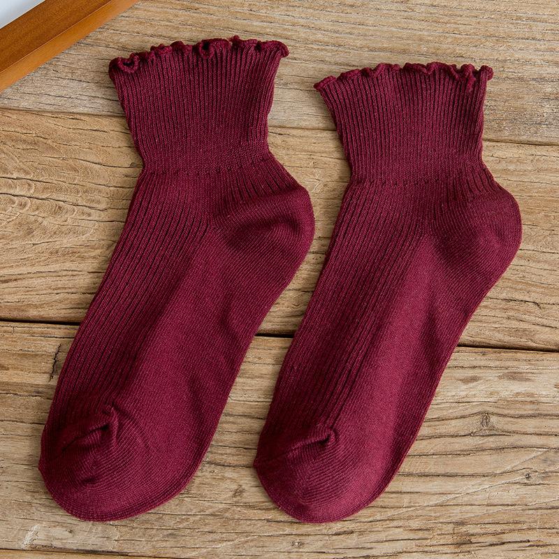 Solid Color Thin Harajuku Socks Spring Happy Women's Socks Cotton Colorful Kawaii Girls Fun Frill Riding Socks