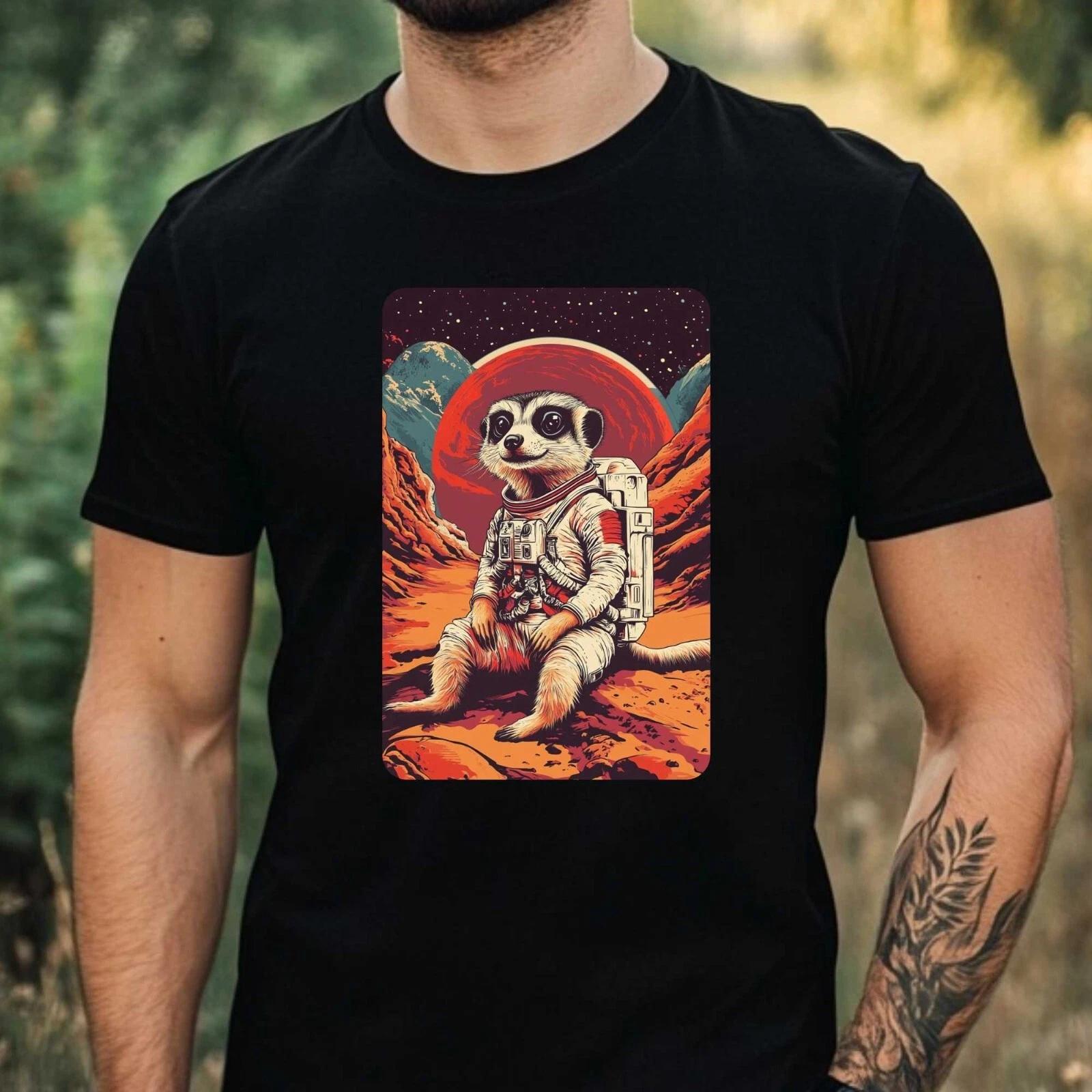T-Shirt Herren Erdmännchen als Astronaut Motiv Baumwolle Größe XS bis 5XL XL
