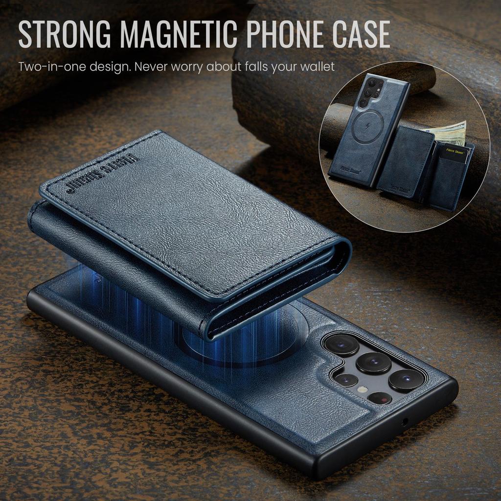 Samsung S25 Ultra Magnetic Card Holder Wallet Case - Drop-Proof with Card Slots, Also Fits S24 Plus