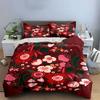 Floral Pattern Three-Piece Set Soft Comfortable Duvet Cover Bedding Set Included 1*Duvet Cover & 2*Pillowcases, Gift