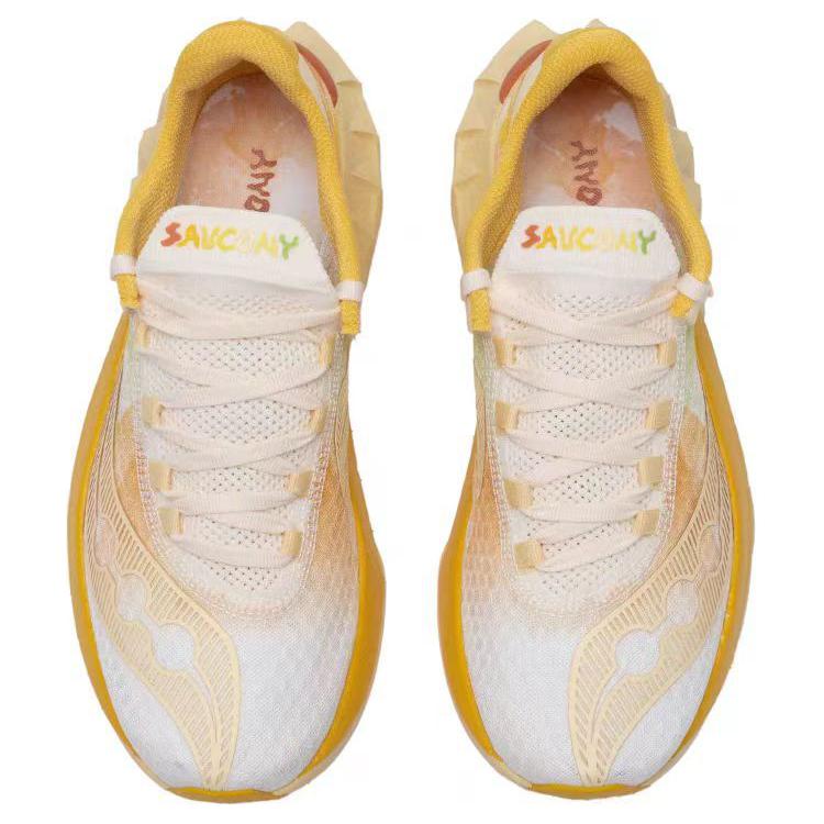 Saucony Endorphin Pro 4 Cushioned Slip-Resistant Low-Top Running Shoes Men's Beige Yellow Saucony S20939-500