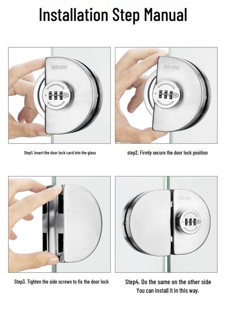 Password Lock for Frameless Glass Doors – Easy Install, No Holes Required