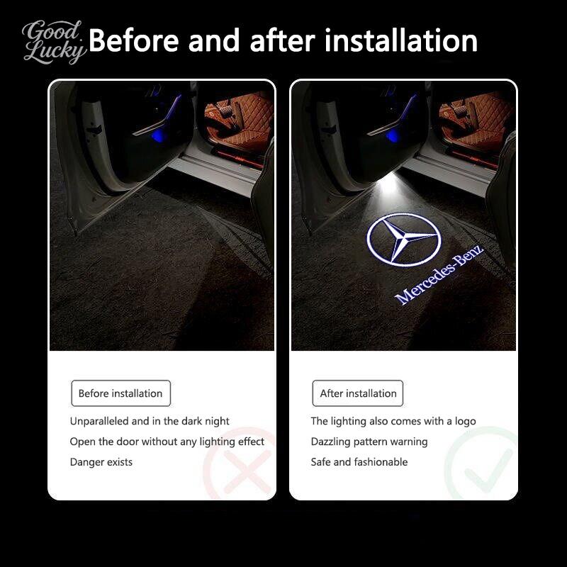 2Pcs Car LED Door HD Laser Projector Lights For Mercedes Benz W212 W205 AMG ML W166 W176 W177 W213 W246 GLB GLC GLA GLE1 GLS