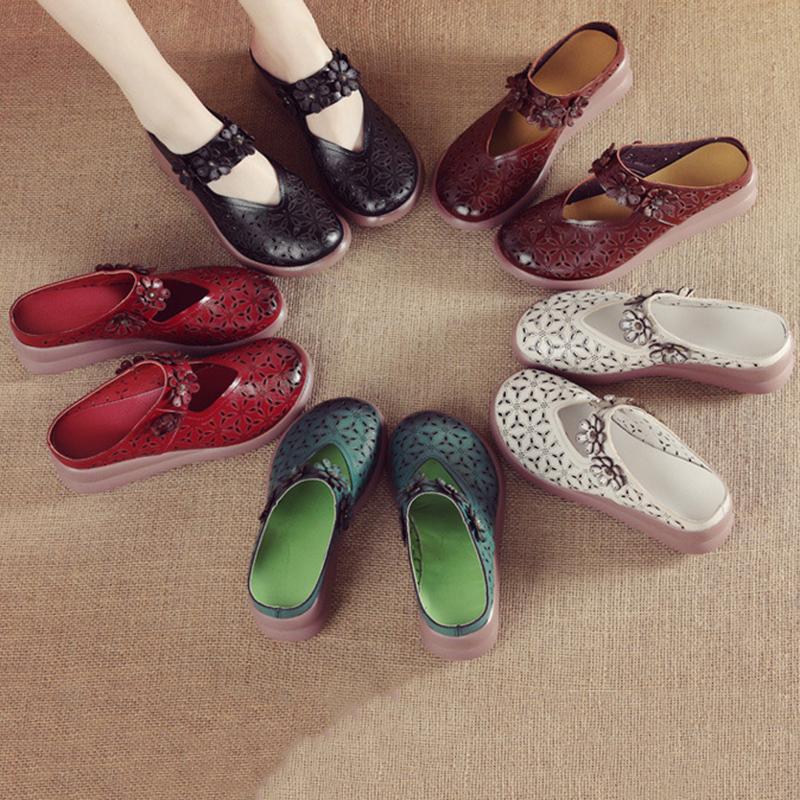 Pantofi cu platformă de vară pentru femei Sandale cu slip-uri Sandale din piele naturală Sandale respirabile Pantofi de femeie Pantofi 2024 Moale și confortabil