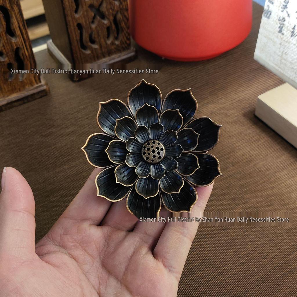 Lotus Alloy Multi-Hole Incense Holder and Burner for Aromatherapy