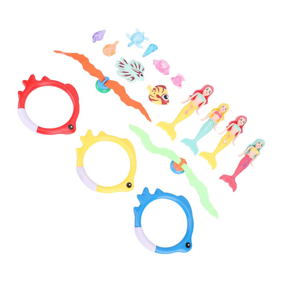 Diving Pool Toy Set for Kids Swimming Pool Underwater Game Toys Colorful Fish Rings and Accessories