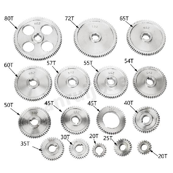 CJ0618 Ingranaggi Metallici Metrici e Imperiali/Ingranaggio Albero Principale/Ingranaggio Avanzamento 20T/25T/30T/35T/40T/45T/50T/60T/80T/54T/55T/57T/65T/72T