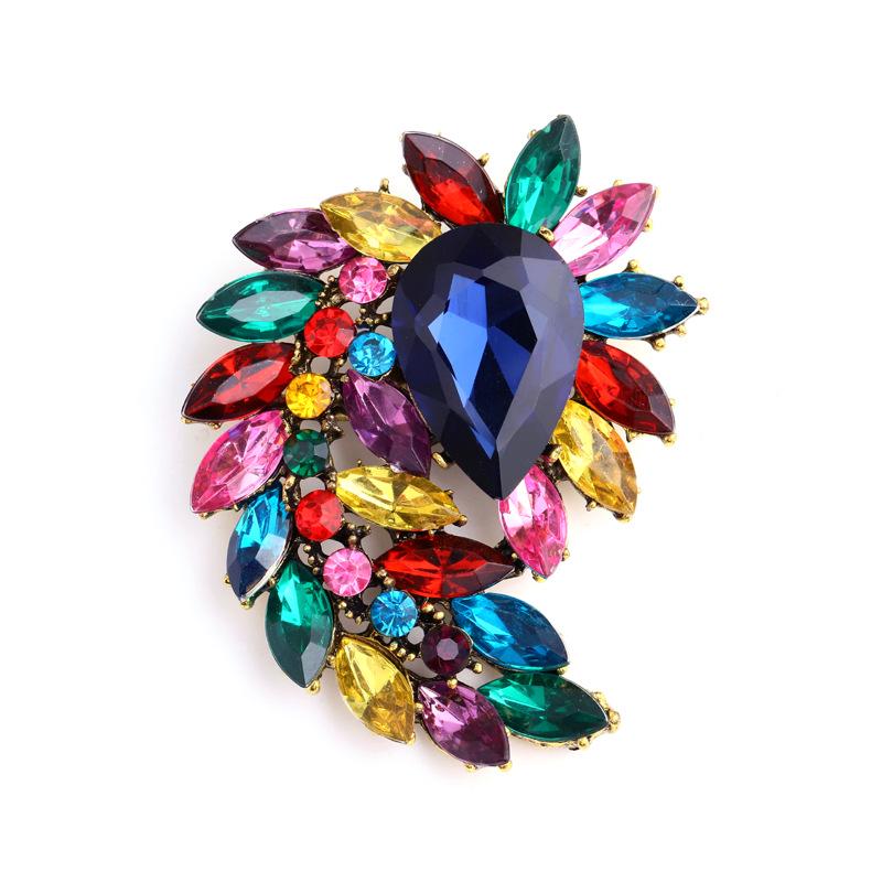 Crystal Glass Brooch - Fashionable European & American Style Pin for Men and Women