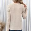 Women's Spring and Autumn Loose Top Solid Color Lace Stitching Round Neck Casual Ladies Long-sleeved T-shirt
