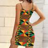 Summer New Retro Geometry  Patterns  Print Sleeveless Bodycon Dress with Pockets Sexy Slim Fit Elegant Party Dress