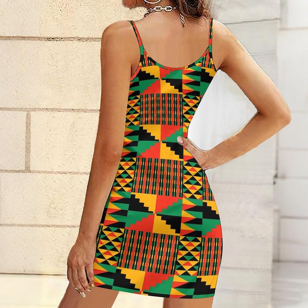 Vasaros Naujas Retro Geometriniai Raštai Spausdinta Berankovė Kūną Apimanti Suknelė Su Kišenėmis Seksuali Slim Fit Elegantiška Šventinė Suknelė