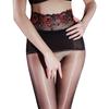 Sexy Rose Lace Fun High Waist Open Stockings Aurora Seamless Pantyhose Women'S Ultra-Thin Oil Shiny Black Silk