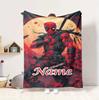 Custom Name Deadpool Armor Flannel Blanket Throw Blanket Soft Warm Sofa Bed Decor Unique Gift