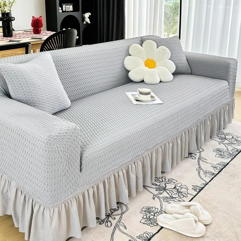 New Elastic Anti Slip Sofa Cover with Ice Silk Universal All In One Summer Skirt Edge Cool Cover Fabric