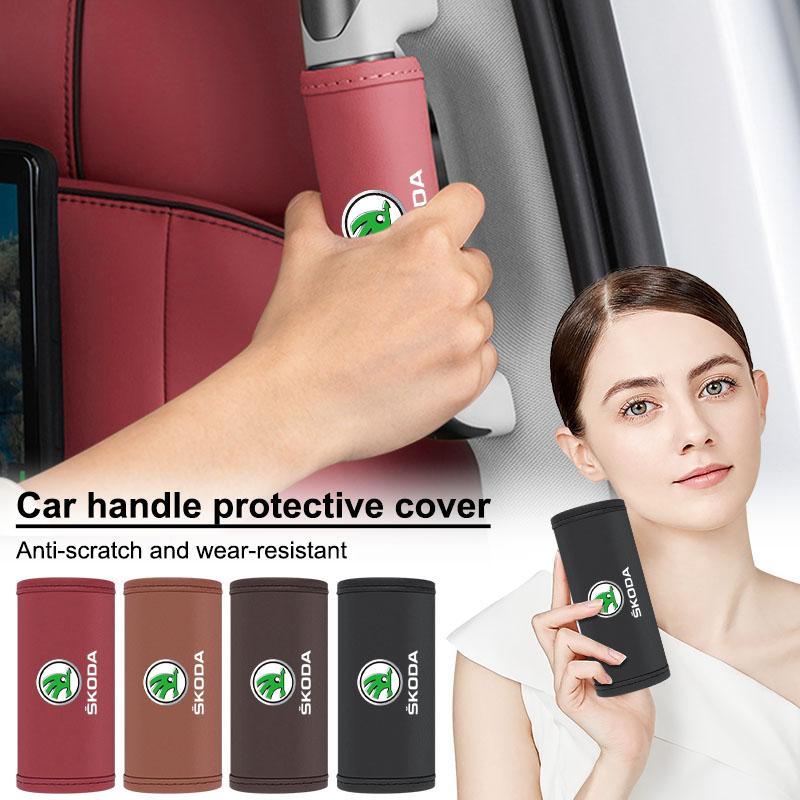 1/2ks PU Kožený Střešní Madlo Ochranné Pouzdro proti Poškrábání pro Škoda Octavia 2 3 Fabia Kamiq Kapoq Kodiaq A5 A7 Rapid SCALA Superb