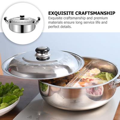Hotpot Pot Stainless Steel Dual Handle Divided Multi-Function Stockpot Double Flavor Hotpot Cooker for Family Gathering