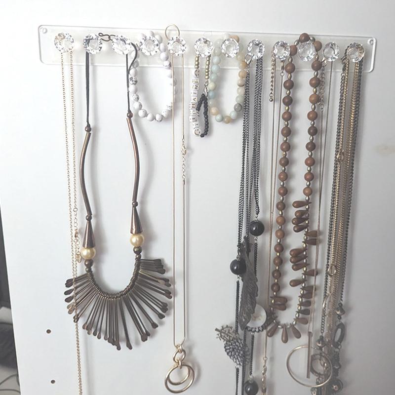 Estante de almacenamiento de joyas de acrílico transparente Soportes de joyería para montaje en pared Organizadores Almacenamiento y organización para el hogar