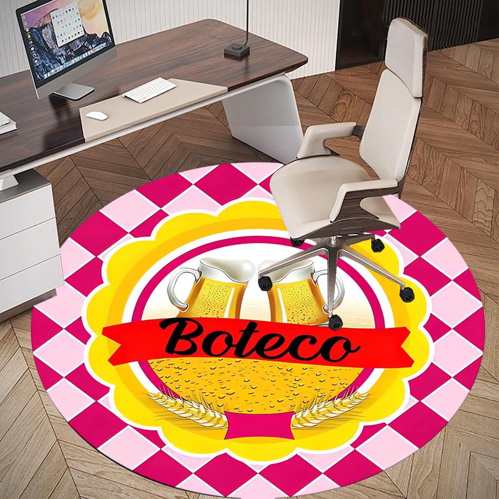 1pc Boteco, Beer Round Chair mat Area Rug - Non-Slip, Floor Mat for Office, Bedroom, home decor Christmas Gift p0811223