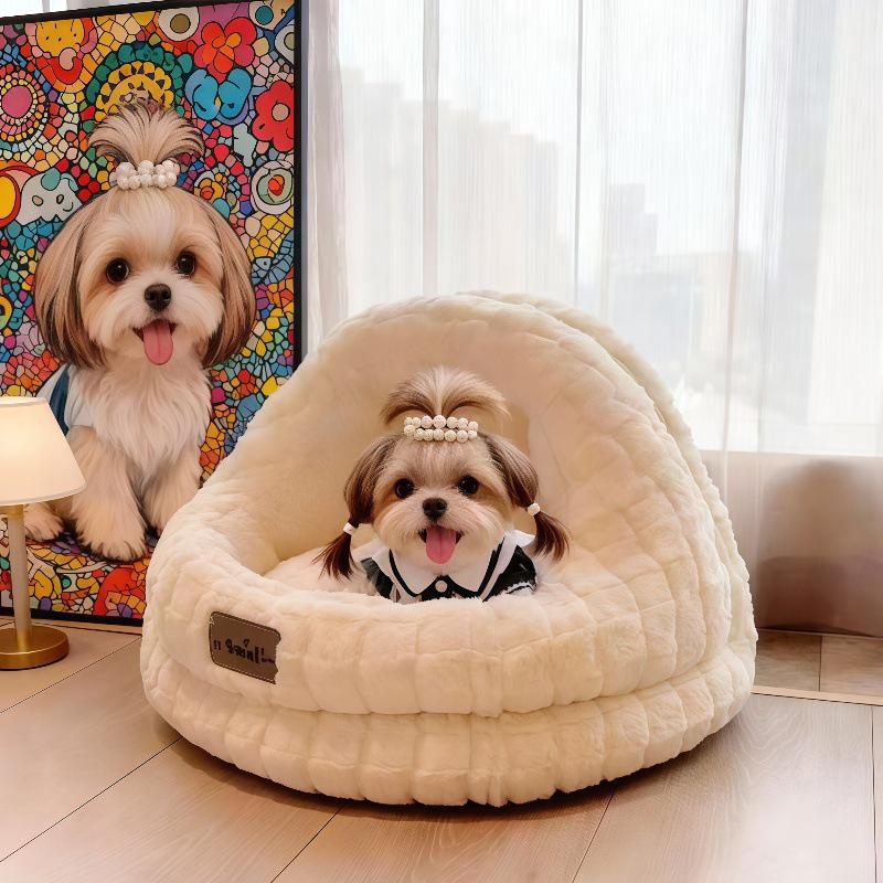 Cozy Winter Pet Nest: Semi-Closed, Thick, and Warm for Dogs and Cats
