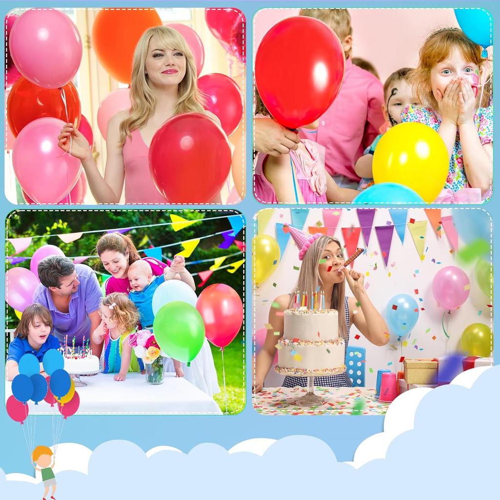 60 Pack Balloons Assorted Color 12 Inches Rainbow Latex Balloons, 10 Bright Color Balloon Arch Kit, for Birthday Baby Shower Wedding Party