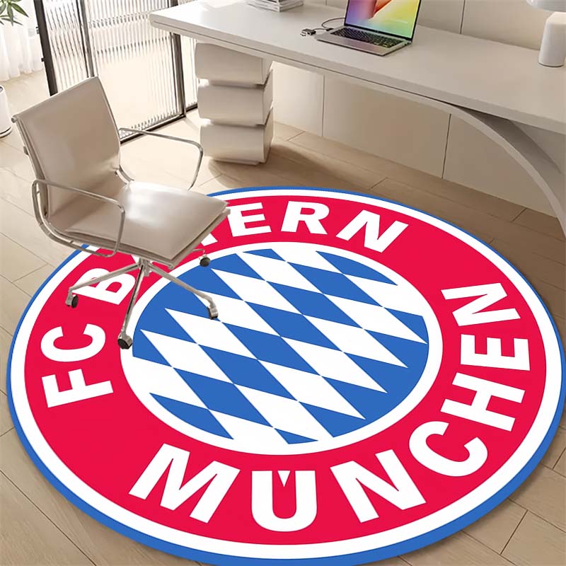 FC Bayern München Blaues Diamantmuster Runder Teppich Bundesliga Fußball Runder Boden Teppich Gaming Stuhl Wohnzimmer Schlafzimmer Heimdeko Matte 60x60cm( 15x23in ) red