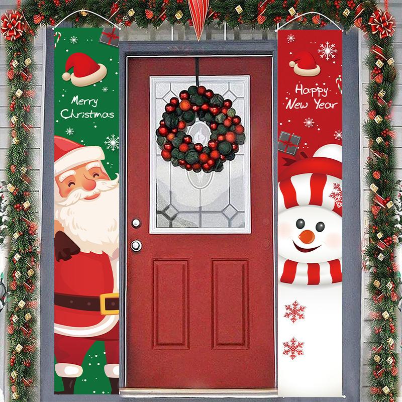 Christmas banners and couplets, 300D Oxford cloth door curtains, outdoor decorations, door stickers, background cloths, hanging flags