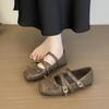 Innere Höhenerhöhung Französische Ballerinas Einzelne Schuhe Damen 2025 neu Retro Schleife Kreuzriemen Mary Jane Schuhe Damenschuhe