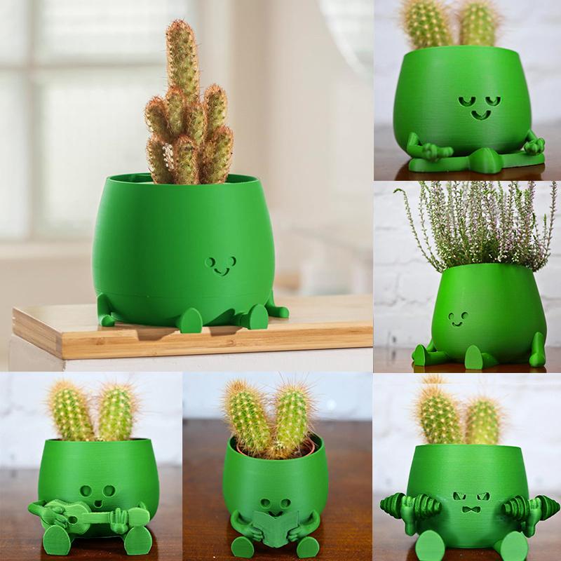 3.14" Happy Face Planter Handmade 3D Printed Cute Guitar Planter Theme Succulent Pot For Guitar Lovers