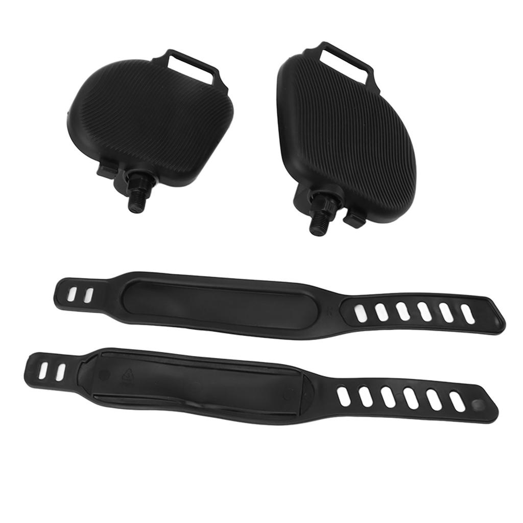 1Pair Exercise Bike Pedals Anti Slip Strip Pattern Portable Exercise Bike Parts with Adjustable